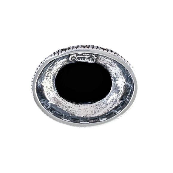 Thailand SU Marcasite Onyx Pendant | Vintage Sterling Silver 925 - Picture 7 of 10